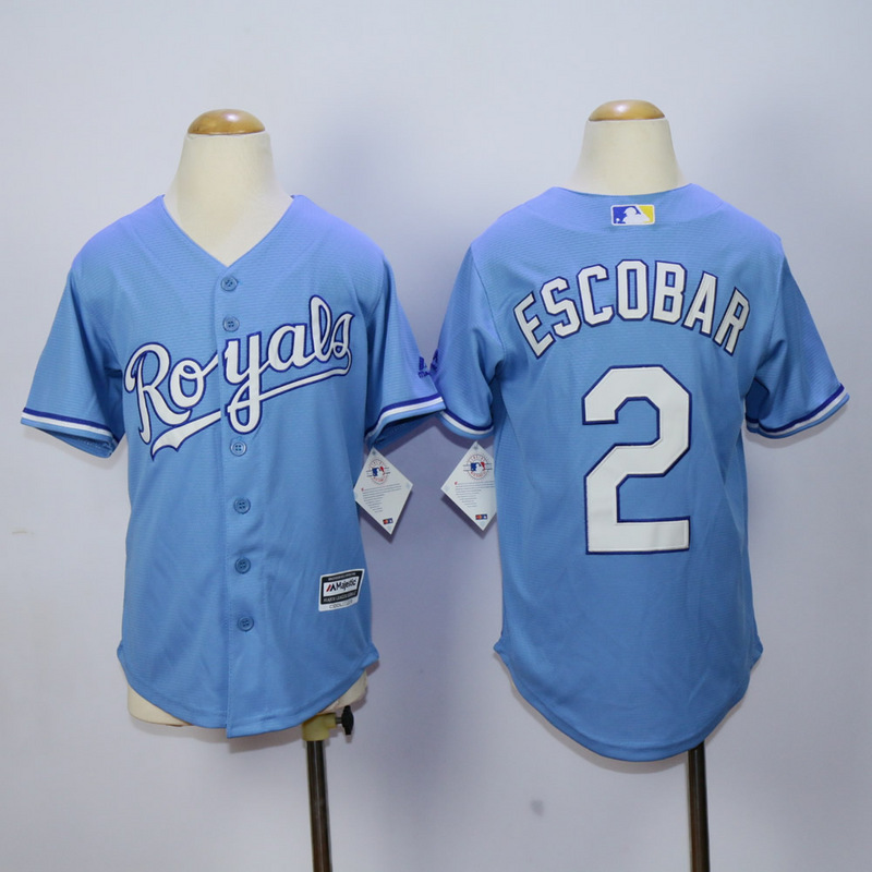 Youth Kansas City Royals #2 Eacobar Light Blue MLB Jerseys->women mlb jersey->Women Jersey